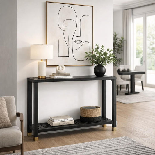 Lennox Black Console Table with Generous Matte Top for Stylish Interiors