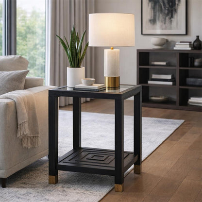 Lennox Black Side Table with Sculptural Base for Modern Interiors