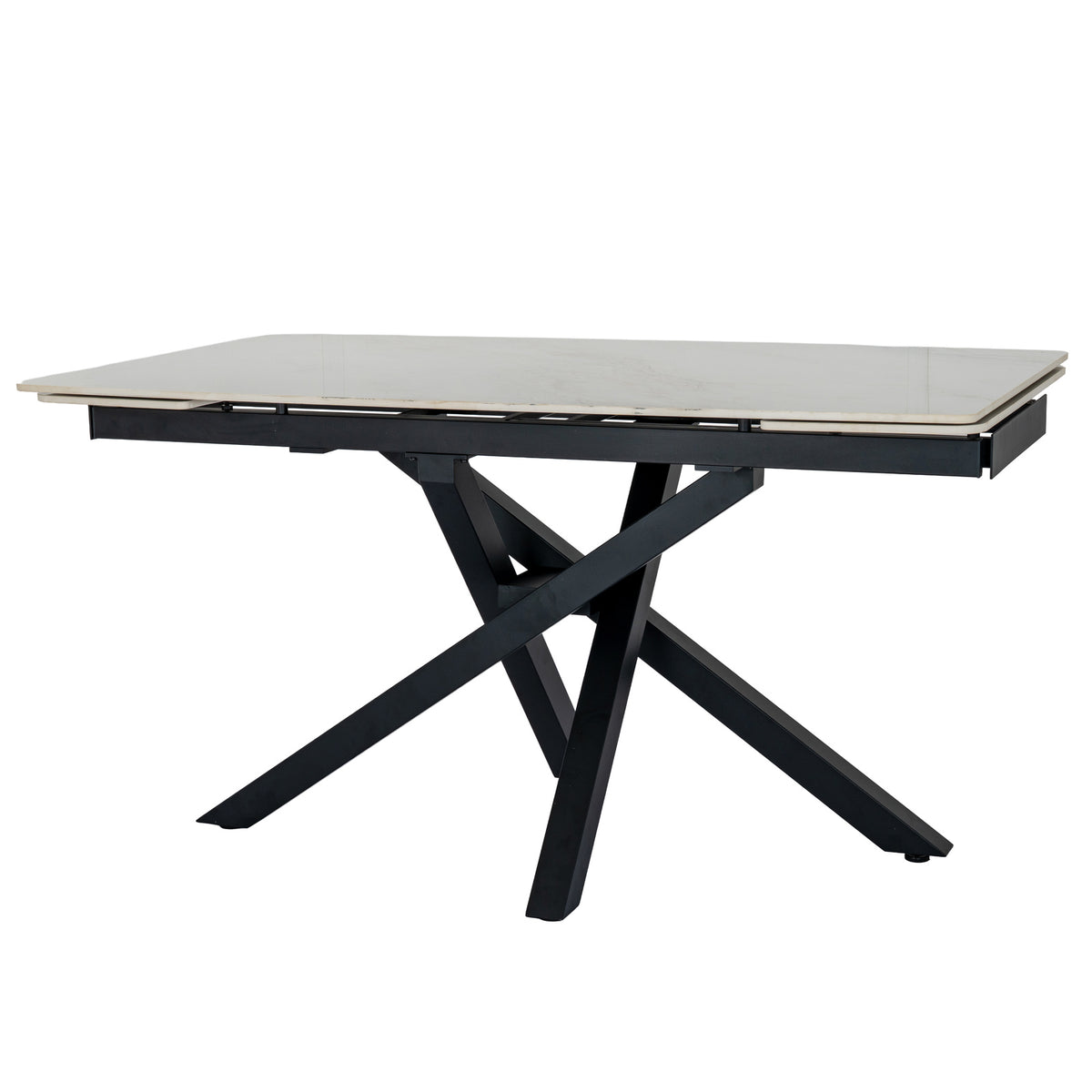 Romanby Black and White Stone Extending Dining Table for Entertaining