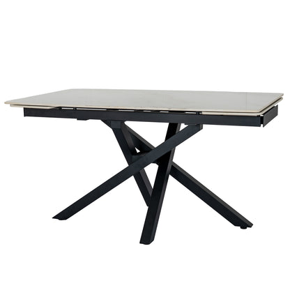 Romanby Black and White Stone Extending Dining Table for Entertaining