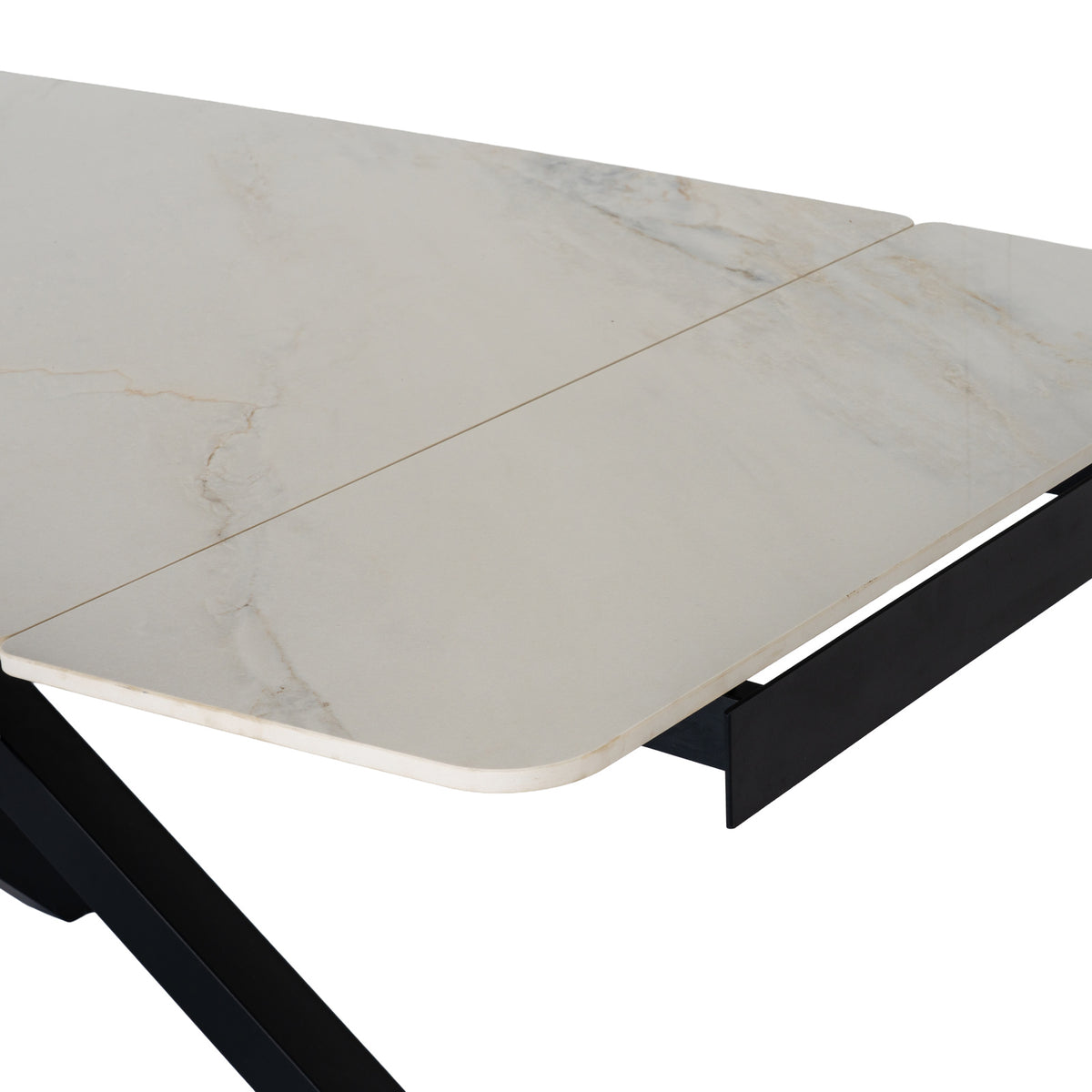 Romanby Black and White Stone Extending Dining Table for Entertaining