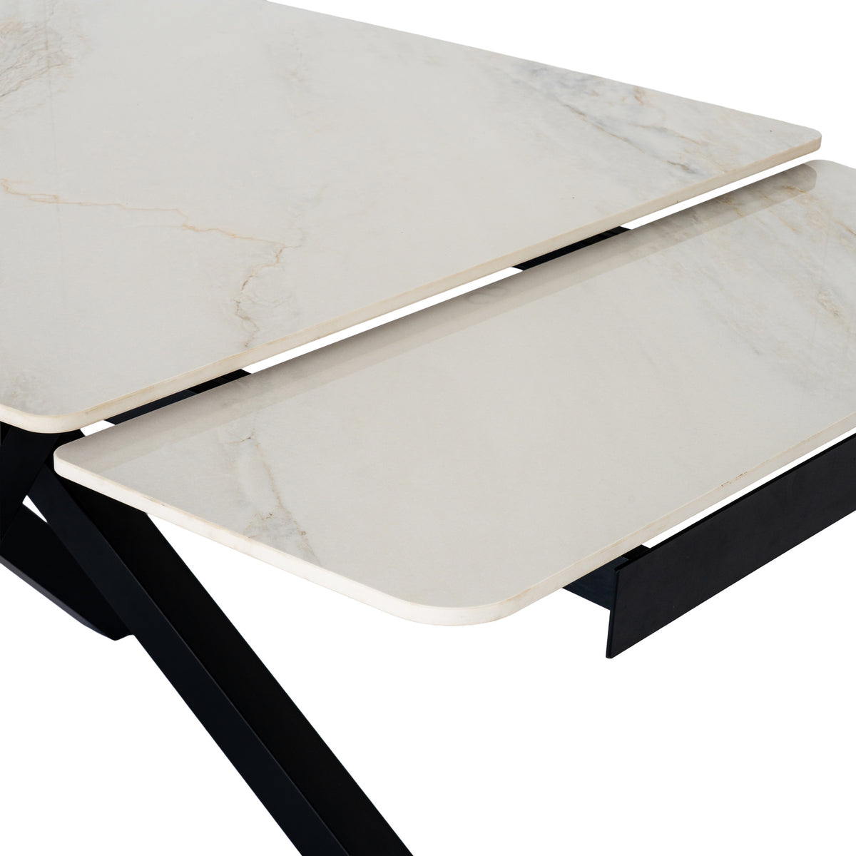 Romanby Black and White Stone Extending Dining Table for Entertaining