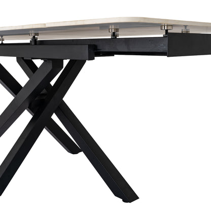 Romanby Black and White Stone Extending Dining Table for Entertaining
