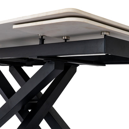 Romanby Black and White Stone Extending Dining Table for Entertaining