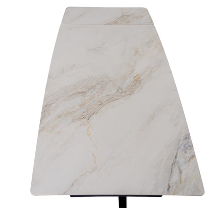 Romanby Black and White Stone Extending Dining Table for Entertaining