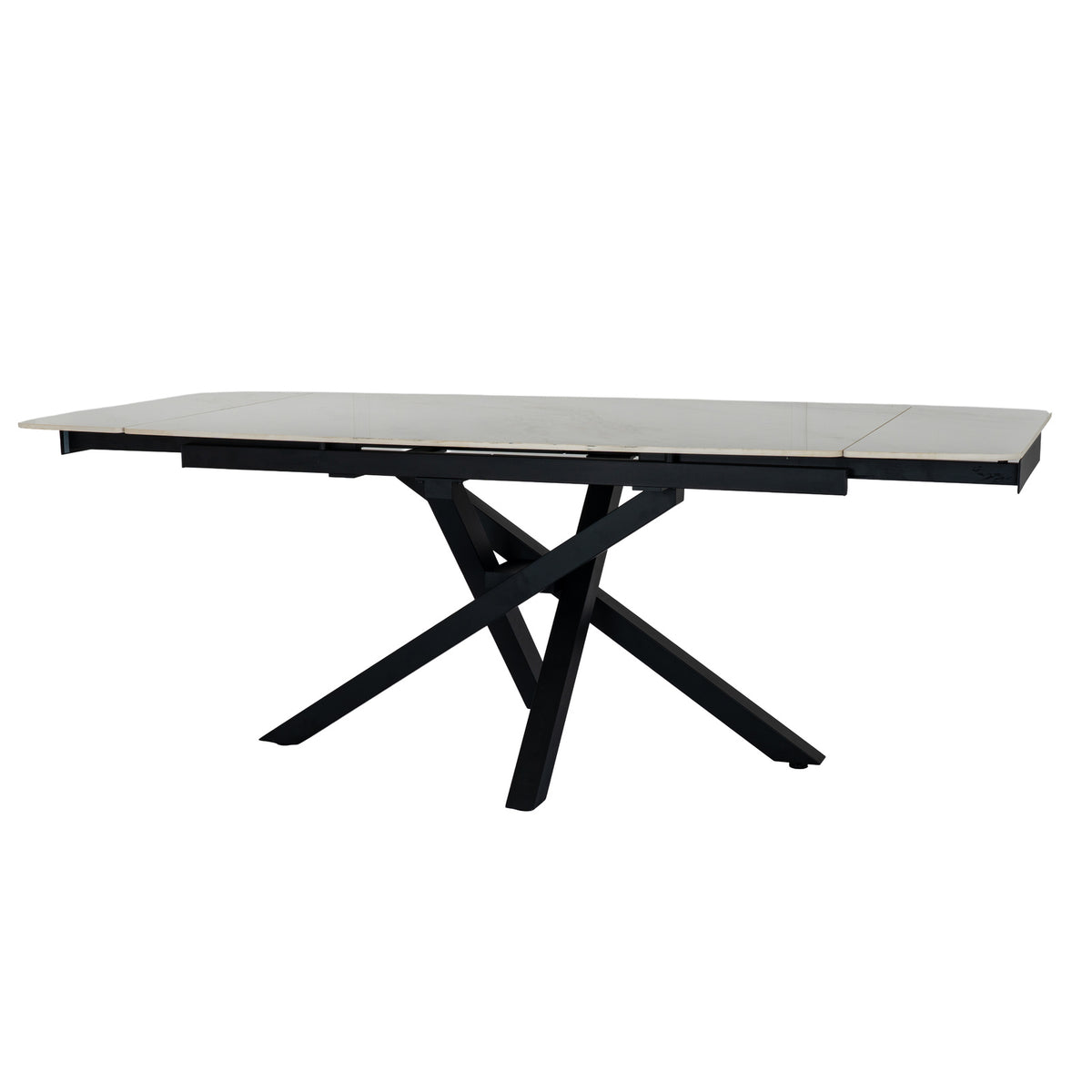 Romanby Black and White Stone Extending Dining Table for Entertaining