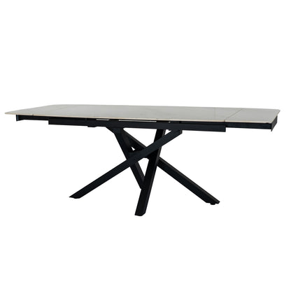 Romanby Black and White Stone Extending Dining Table for Entertaining