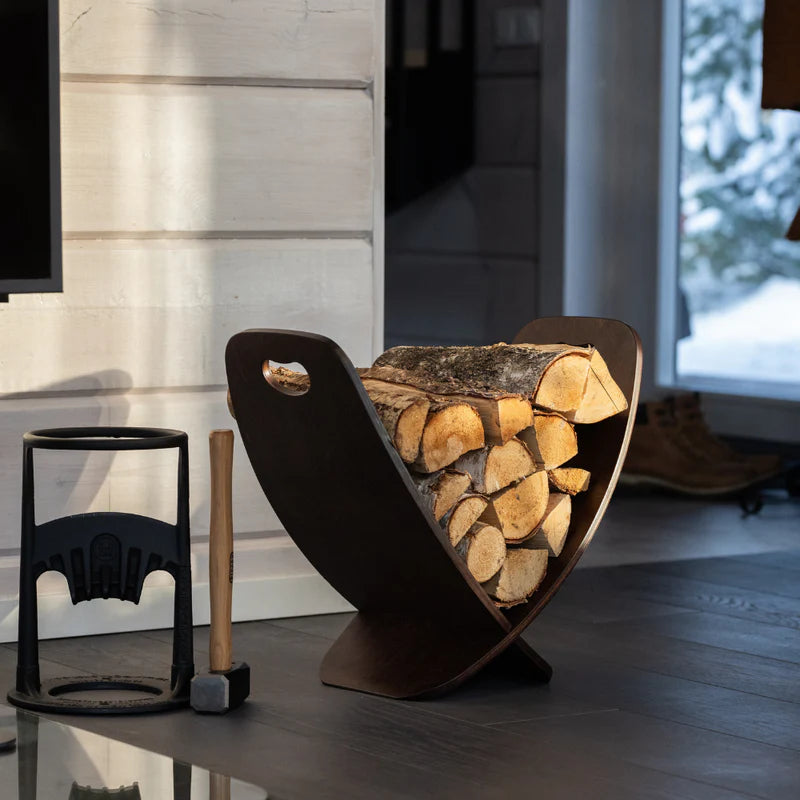 Log Rack Espresso – Indoor Firewood Holder in FSC Birch Wood