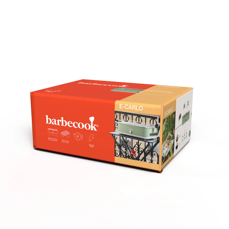 E-Carlo Barbecook Paris Green - Compact Electric BBQ for Balcony & Travel
