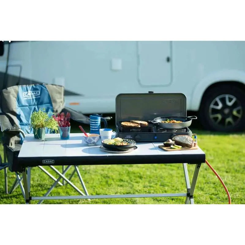 Cadac 2 Cook 2 Pro Deluxe QR Dual Burner Gas Camping Stove with Grill Plates