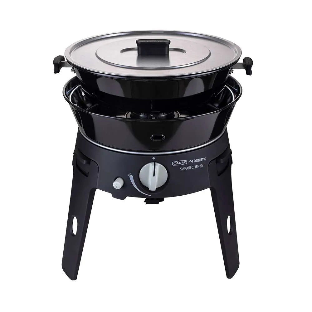 Cadac Safari Chef 30 LP Deluxe Pro QR Portable Gas BBQ with GreenGrill Plates