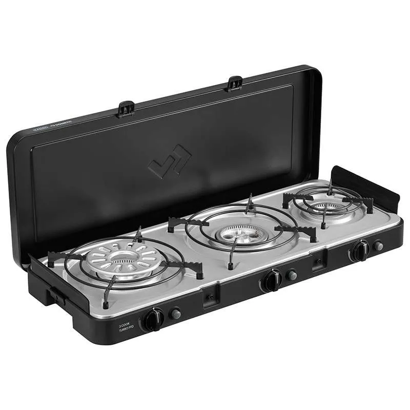 Cadac 3 Cook Turbo FFD Deluxe QR Portable 3 Burner Gas Stove with Grill Plates