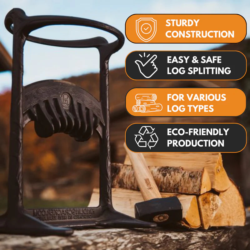 Kindling Cracker King – Safe Firewood Splitter | Large Cast Iron Tool