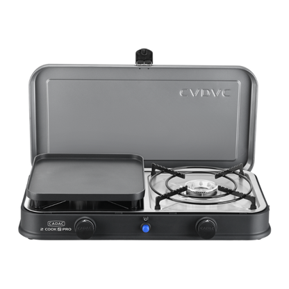 Cadac 2 Cook 2 Pro Deluxe QR Dual Burner Gas Camping Stove with Grill Plates  