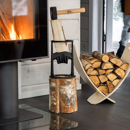 Log Rack Black – Birch Firewood Holder with Modern Nordic Style