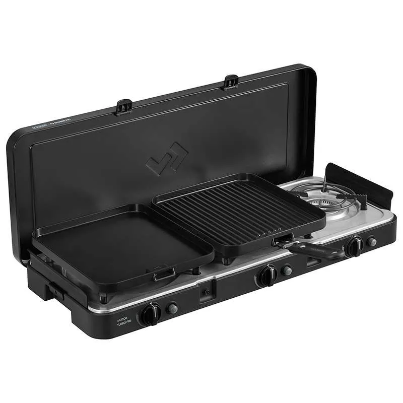 Cadac 3 Cook Turbo FFD Deluxe QR Portable 3 Burner Gas Stove with Grill Plates