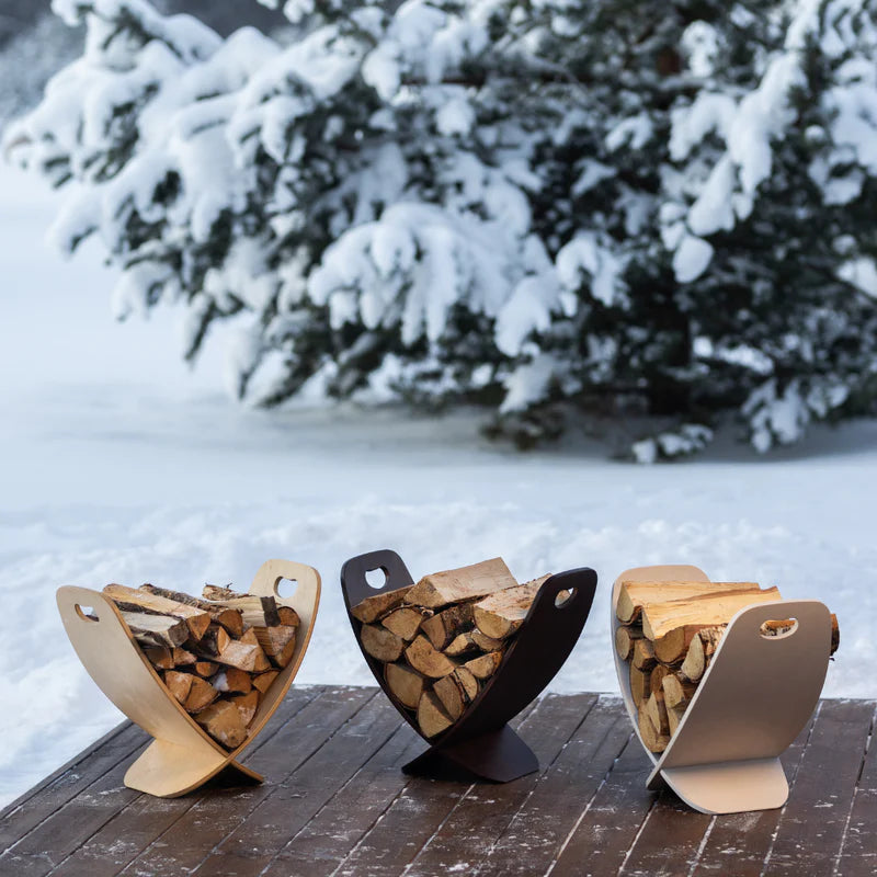 Log Rack Espresso – Indoor Firewood Holder in FSC Birch Wood