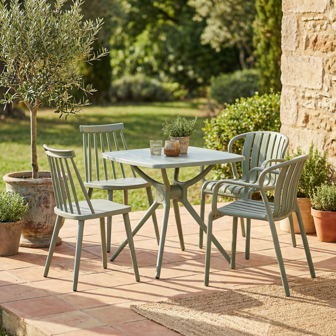 Alto French Grey Outdoor Dining Table | Stylish Weather Resistant Garden Table for 4