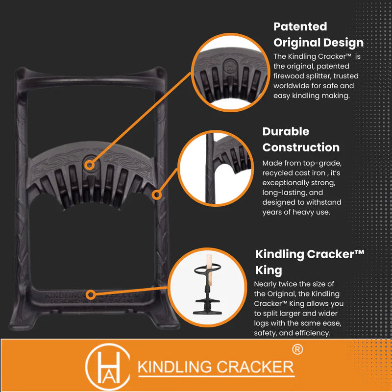 Kindling Cracker King – Safe Firewood Splitter | Large Cast Iron Tool