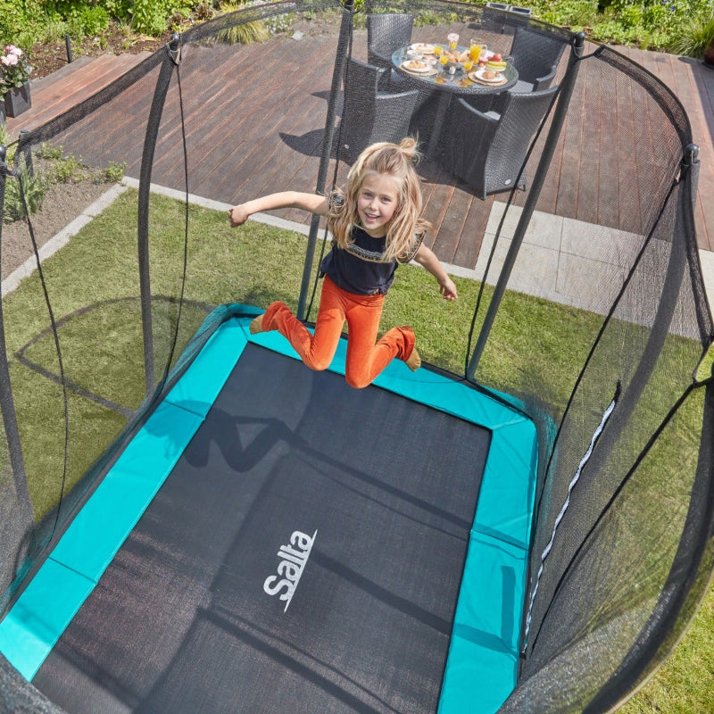 Salta 12ft x 8ft Green Inground Trampoline with Enclosure for Family Fun