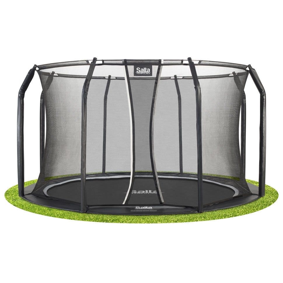 14ft Salta Royal Baseground Black Round Trampoline with Enclosure
