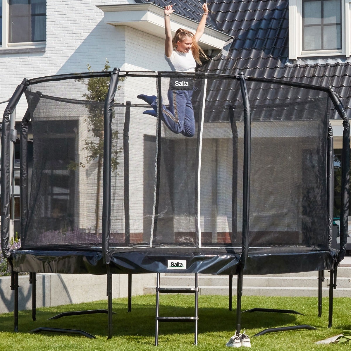 Salta First Class 14ft Trampoline with Premium Enclosure & Ladder