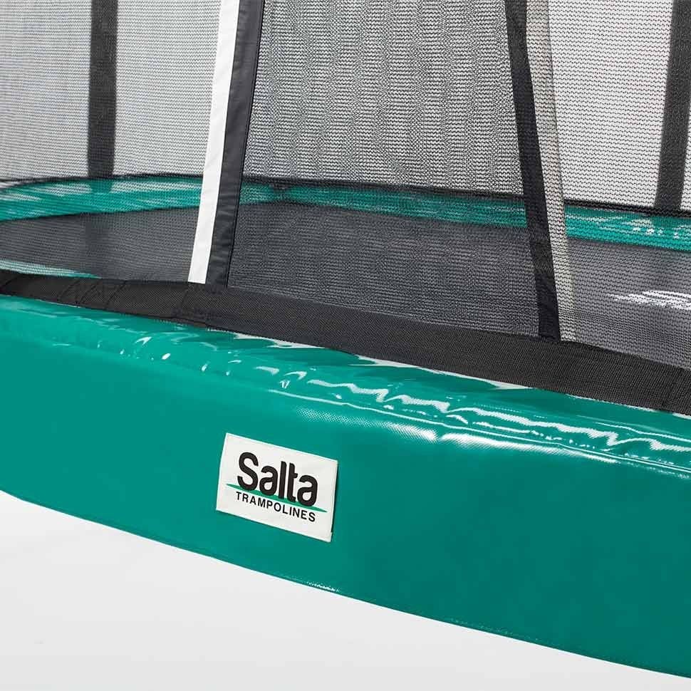 14ft x 8ft Salta Green Rectangular First Class Trampoline with Enclosure
