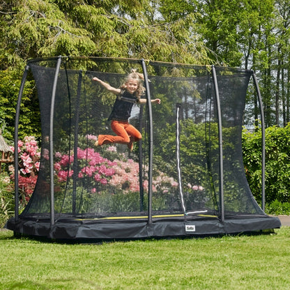 7ft x 5ft Salta Black Rectangular Comfort Edition Inground Trampoline with Enclosure