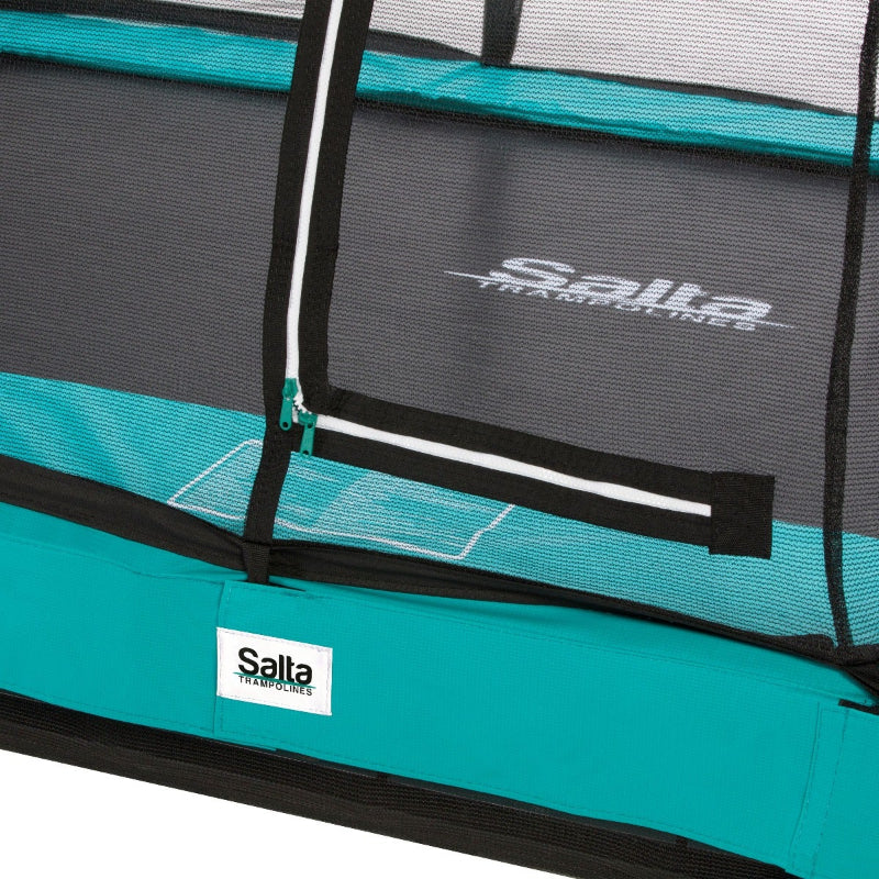 Salta 12ft x 8ft Green Inground Trampoline with Enclosure for Family Fun
