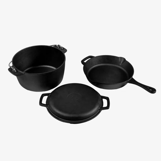 Cast Iron Cooking Set – Multi‑Use Fire & Oven Trio