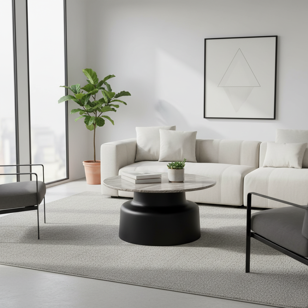 Oura Round Coffee Table – Versatile Metal & Wood Design