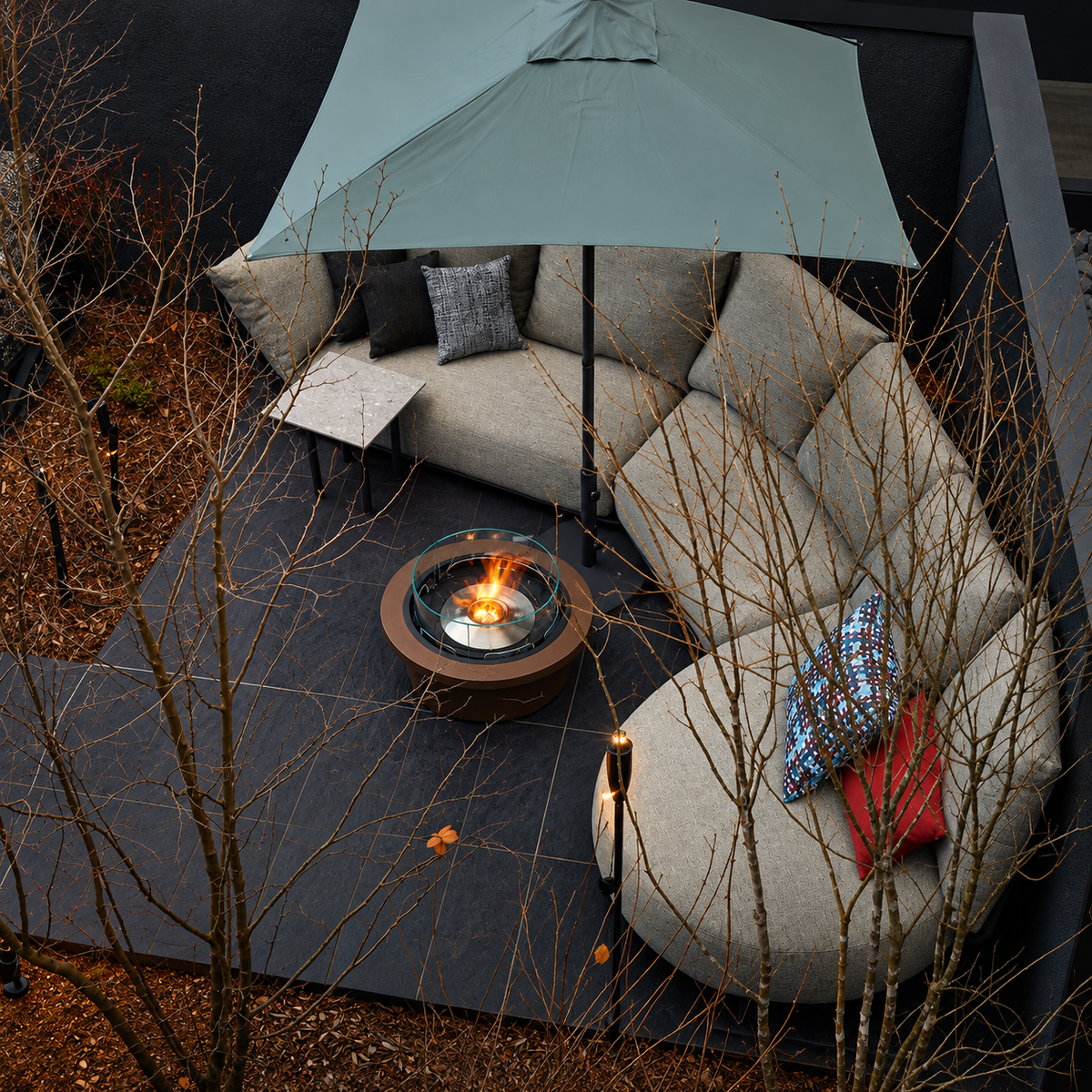 EcoSmart Round 20 Compact Fire Pit Kit with Stylish Curved Design
