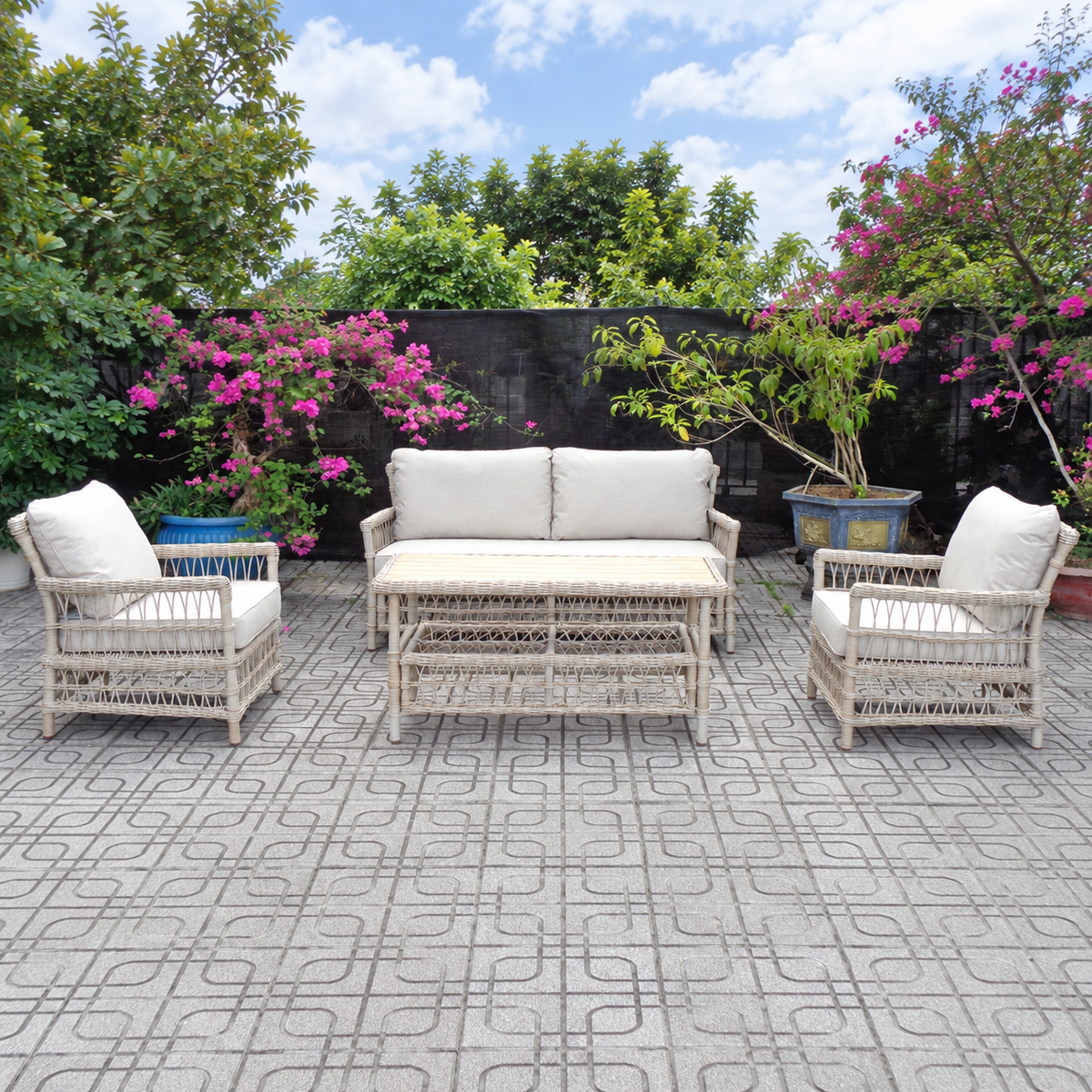 Provence Beige Outdoor 4 Seater Lounge Set for Stylish Garden Living