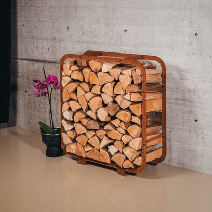 GrillSymbol Ake Corten Steel Firewood Rack | Wall Mounted Log Store 72cm