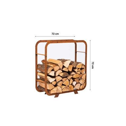 GrillSymbol Ake Corten Steel Firewood Rack | Wall Mounted Log Store 72cm