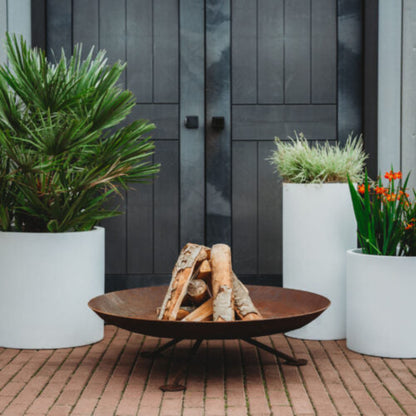 GrillSymbol Alta XL 90 cm Corten Steel Fire Pit for Stylish Outdoor Heating
