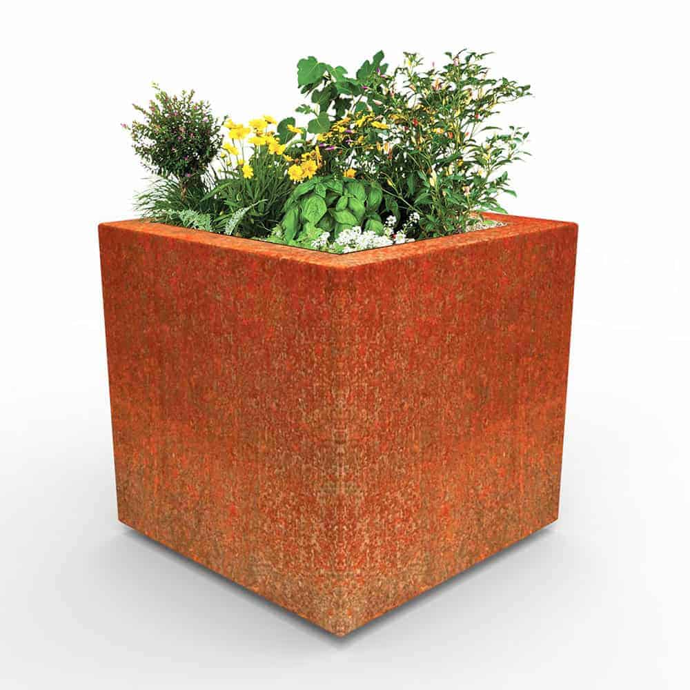 Arden Cube Planter in Rustic Patina Steel | Handmade in Britain