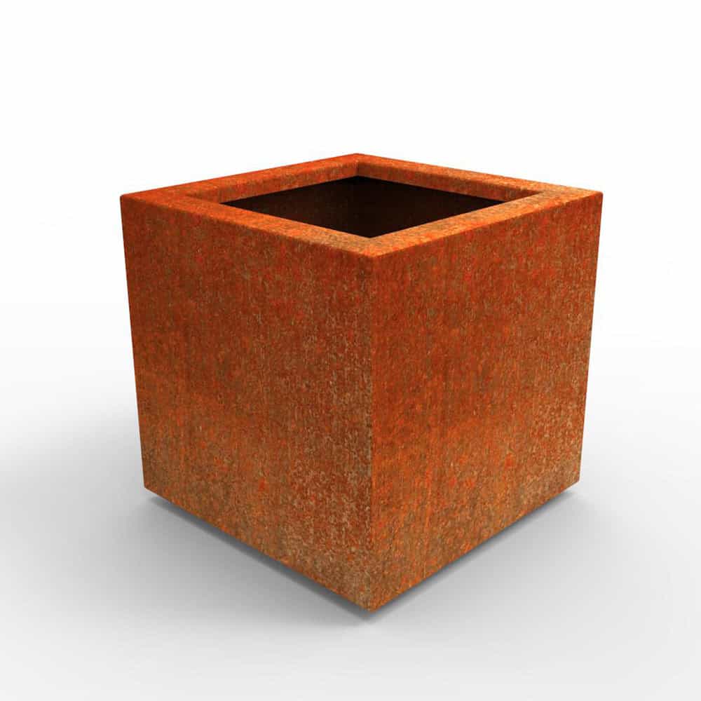 Arden Cube Planter in Rustic Patina Steel | Handmade in Britain
