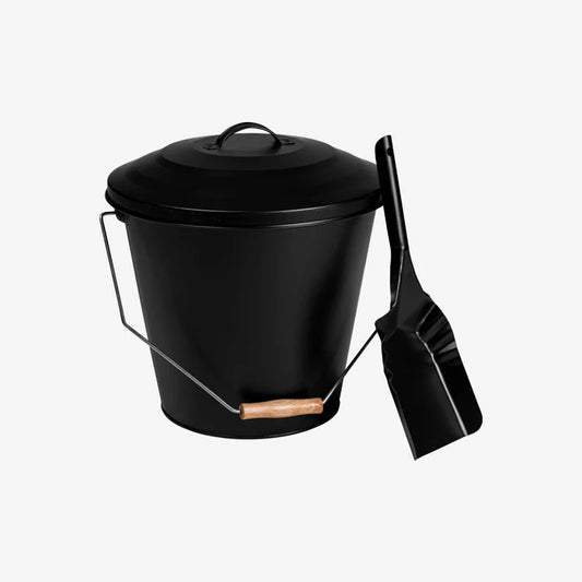 Ash Bucket with Shovel – 15L Galvanized Fireplace Ash Holder