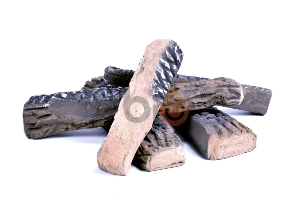 ScandiFlames Ceramic Fireplace Logs, Set of 5 Realistic Brown Pieces