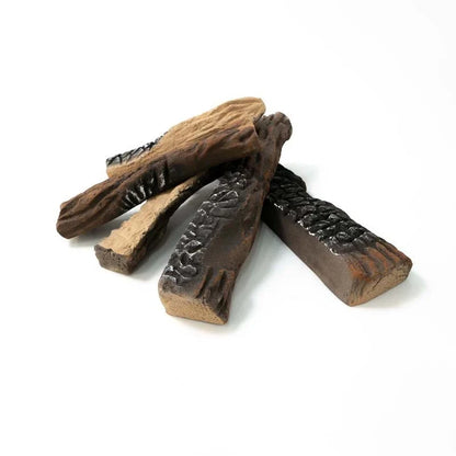 ScandiFlames Ceramic Fireplace Logs, Set of 5 Realistic Brown Pieces