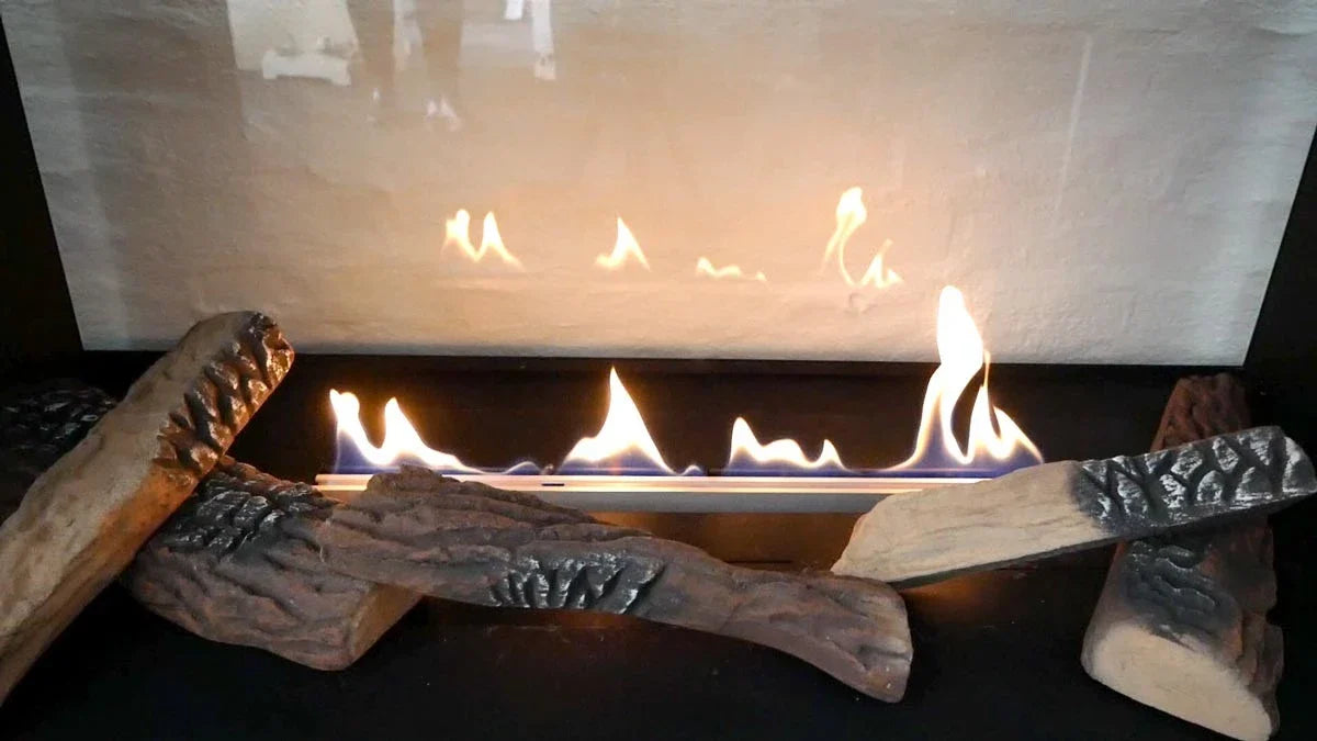 ScandiFlames Ceramic Fireplace Logs, Set of 5 Realistic Brown Pieces