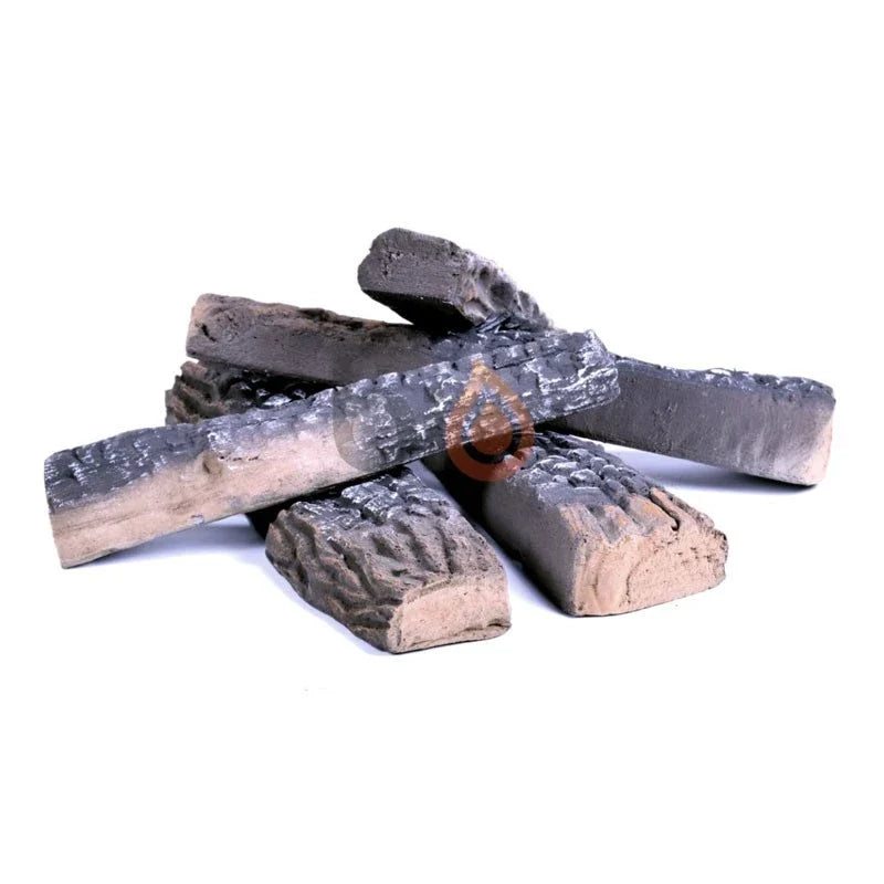 ScandiFlames Ceramic Fireplace Logs, Set of 5 Realistic Brown Pieces