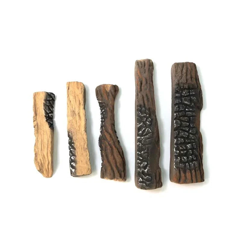ScandiFlames Ceramic Fireplace Logs, Set of 5 Realistic Brown Pieces