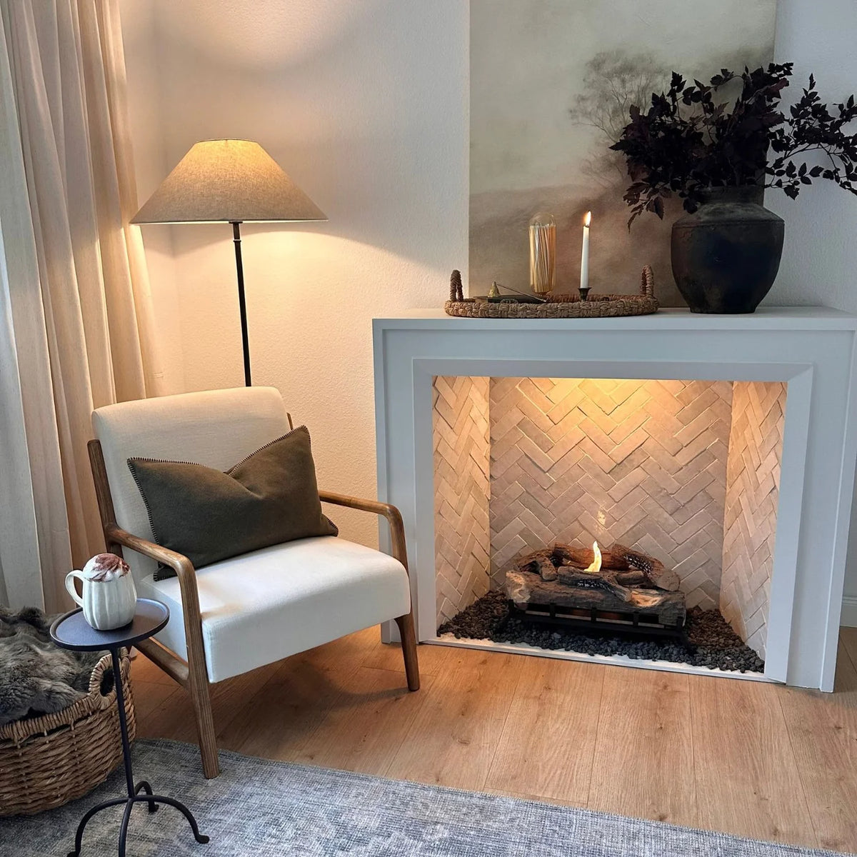 ScandiFlames Bioethanol Fire Grate L 60 cm with Ceramic Logs