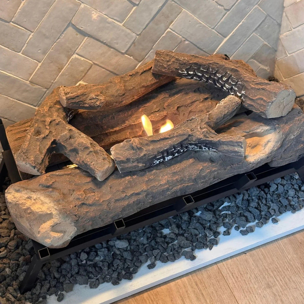 ScandiFlames Bioethanol Fire Grate L 60 cm with Ceramic Logs