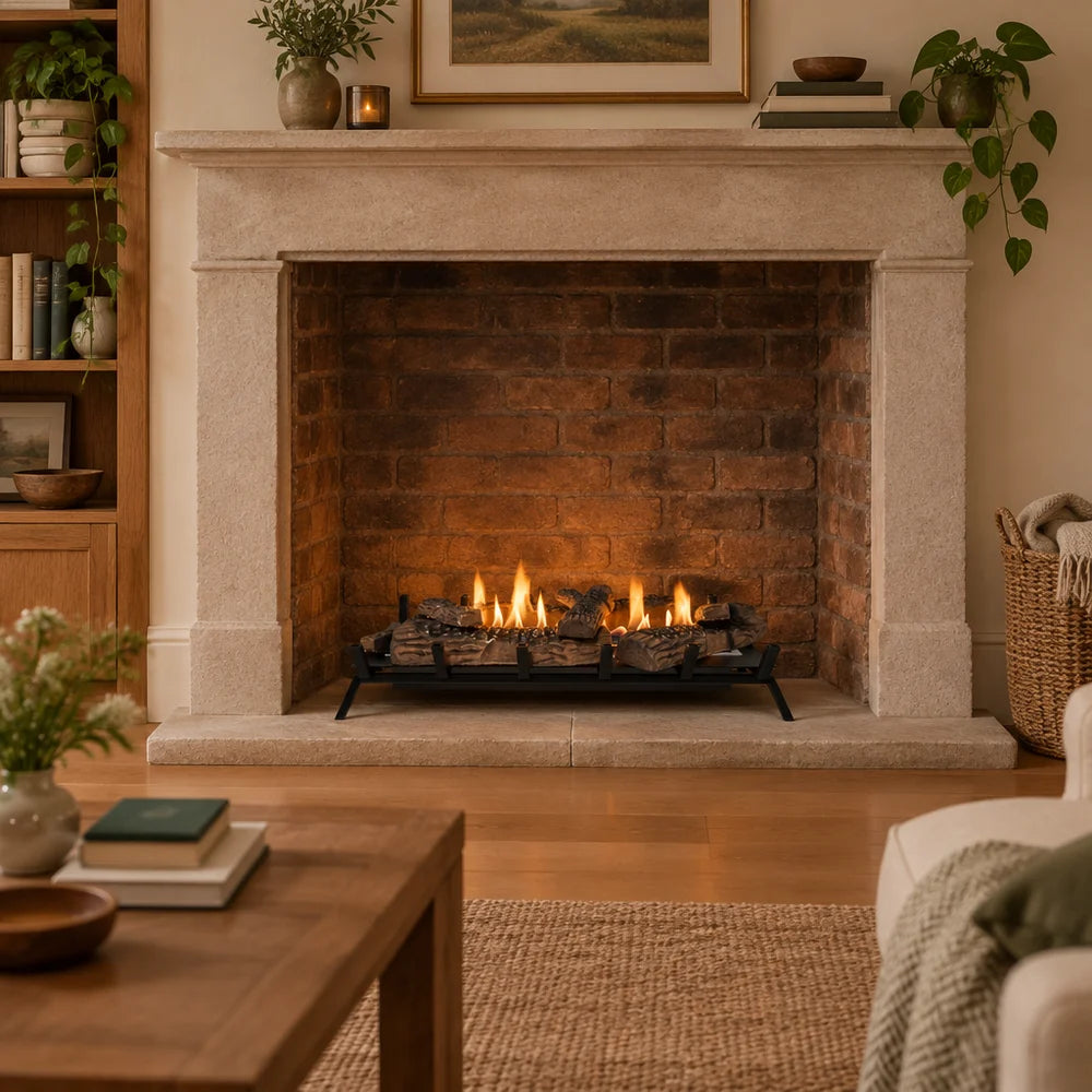 ScandiFlames Bioethanol Fire Grate XL 80 cm with Logs