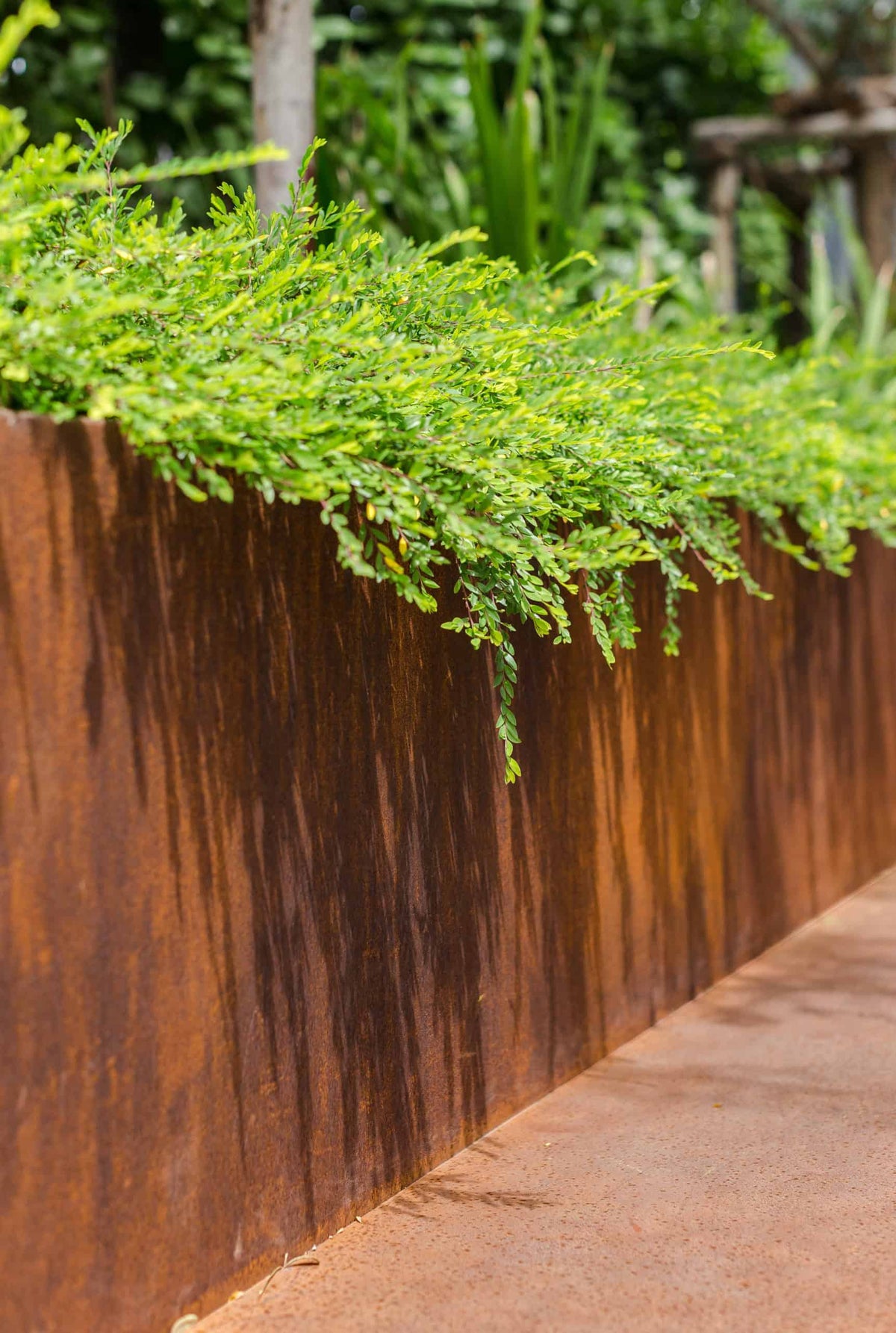 Brampton Corner Modular Planter in Rustic Patina Steel