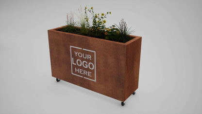 Custom Branded Corten Steel Café Barrier Planter 