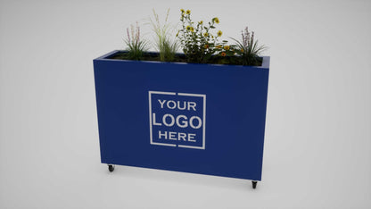 Custom Branded Café Barrier Planter Powder Coated Steel UK